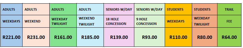 windsor park golf course tariffs